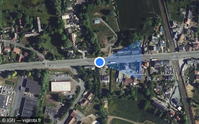 Vue satellite de l'emplacement du radar tourelle à Feignies sur Route de Valenciennes / N 49