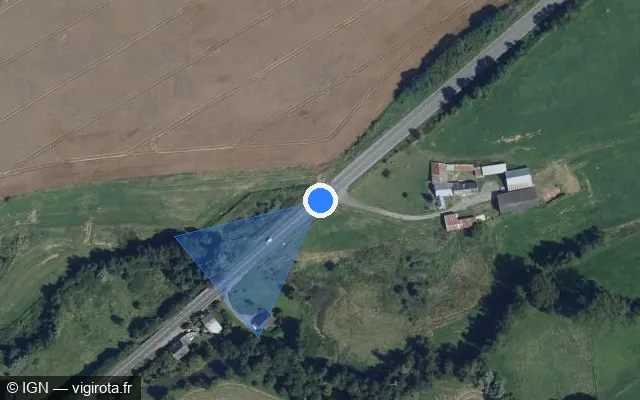 Vue satellite de l'emplacement du radar tourelle à Gercy sur Route Nationale / N 2