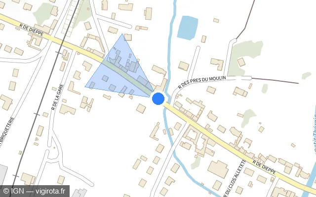 Vue plan de l'emplacement du radar tourelle à Milly-sur-Thérain sur Rue de Dieppe / D 133