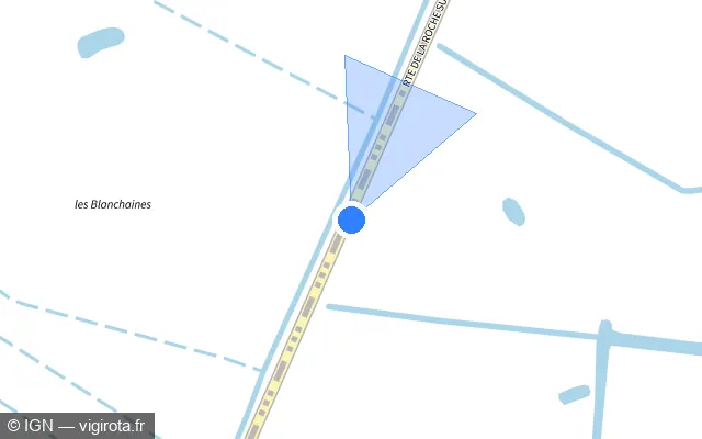 Vue plan de l'emplacement du radar tourelle à La Tranche-sur-Mer sur D 747