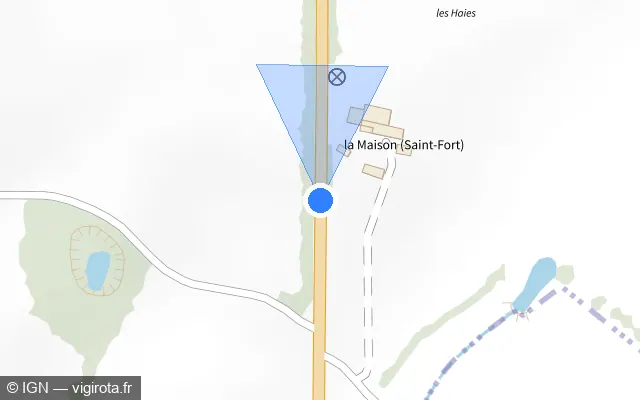 Vue plan de l'emplacement du radar tourelle à Ménil sur D 962