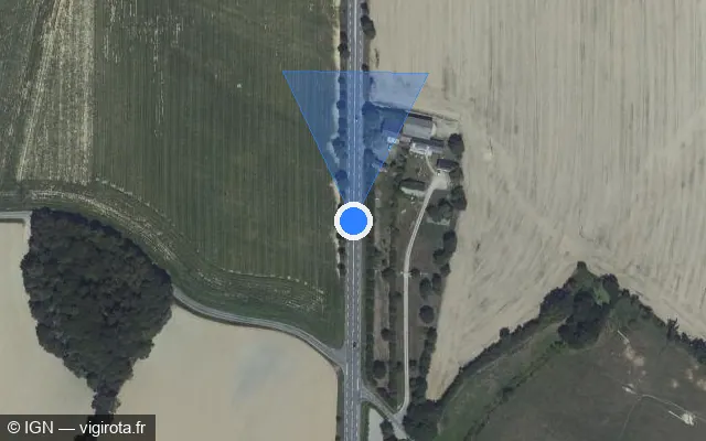 Vue satellite de l'emplacement du radar tourelle à Ménil sur D 962