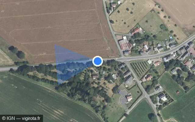 Vue satellite de l'emplacement du radar tourelle à Caligny sur Route de Tinchebray / D 911