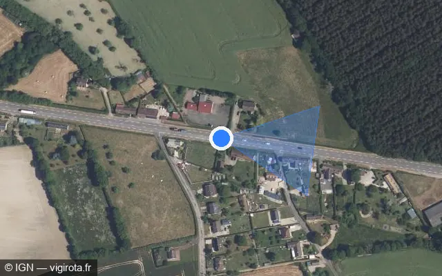 Vue satellite de l'emplacement du radar tourelle à Saint-Michel-Tubœuf sur D 926