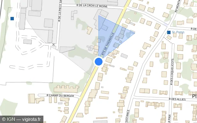 Vue plan de l'emplacement du radar tourelle à Maizières-lès-Metz sur Route de Thionville / D 953