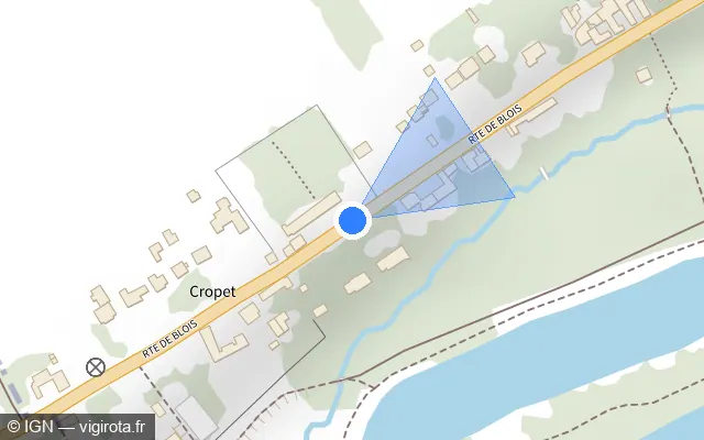 Vue plan de l'emplacement du radar tourelle à Saint-Ay sur Route de Blois / D 2152