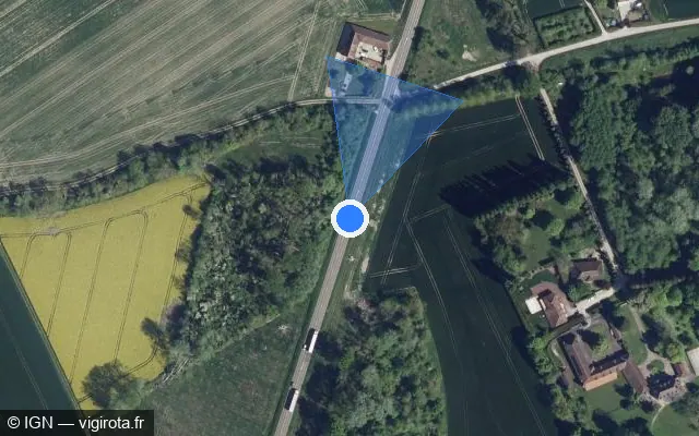 Vue satellite de l'emplacement du radar tourelle à Saint-Germain sur Route de Troyes / N 77