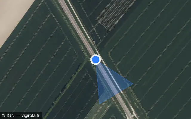 Vue satellite de l'emplacement du radar tourelle à Mesgrigny sur D 619