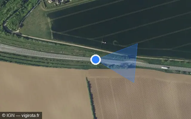 Vue satellite de l'emplacement du radar tourelle à Nogent-sur-Seine sur D 619