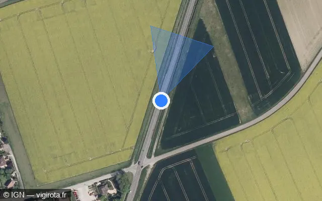 Vue satellite de l'emplacement du radar tourelle à Souligny sur Route d'Auxerre / N 77