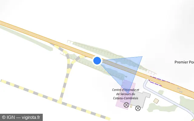 Vue plan de l'emplacement du radar tourelle à Montay sur D 643