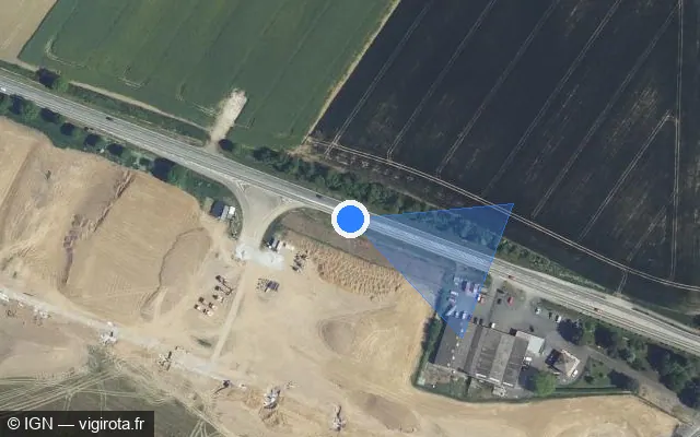 Vue satellite de l'emplacement du radar tourelle à Montay sur D 643