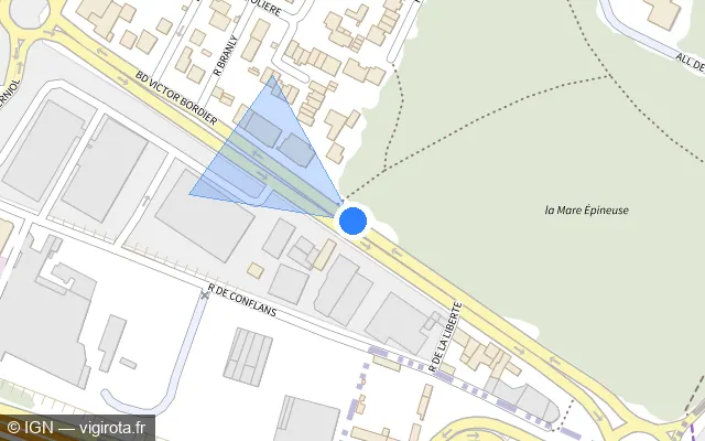 Vue plan de l'emplacement du radar tourelle à Montigny-lès-Cormeilles sur Boulevard Victor Bordier / D 14