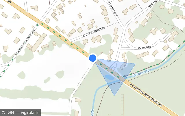 Vue plan de l'emplacement du radar tourelle à Rambouillet sur Rue du Poteau des 3 Seigneurs / D 27