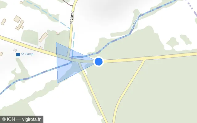 Vue plan de l'emplacement du radar tourelle à Saint-Symphorien-des-Bruyères sur D 13