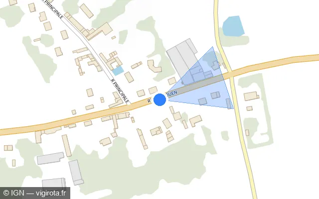 Vue plan de l'emplacement du radar tourelle à Viefvillers sur Route de Rouen / D 930