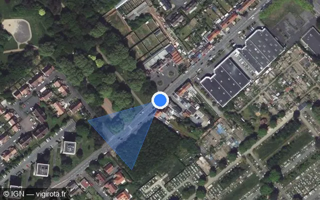 Vue satellite de l'emplacement du radar tourelle à Neuville-en-Ferrain sur Rue de l'Yser / M 670