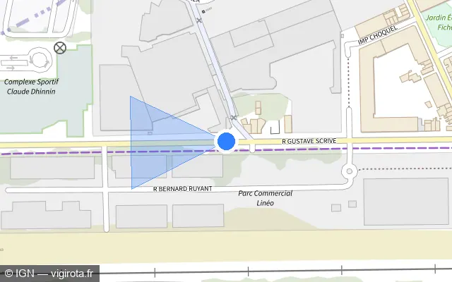 Vue plan de l'emplacement du radar tourelle à La Madeleine sur Rue Gustave Scrive