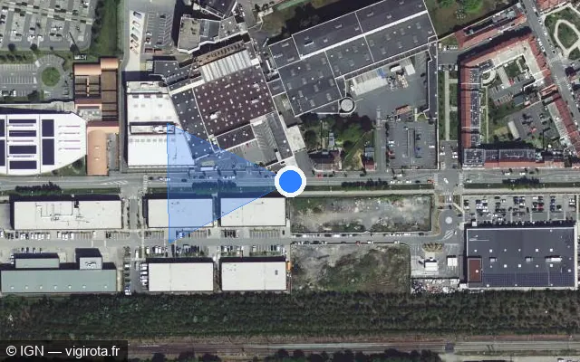 Vue satellite de l'emplacement du radar tourelle à La Madeleine sur Rue Gustave Scrive