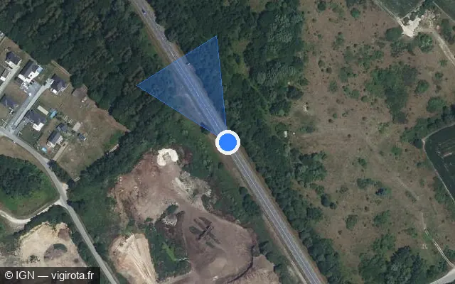Vue satellite de l'emplacement du radar tourelle à Notre-Dame-de-Bliquetuit sur D 490