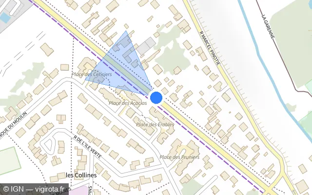 Vue plan de l'emplacement du radar tourelle à Fagnières sur Route d'Epernay / D 3