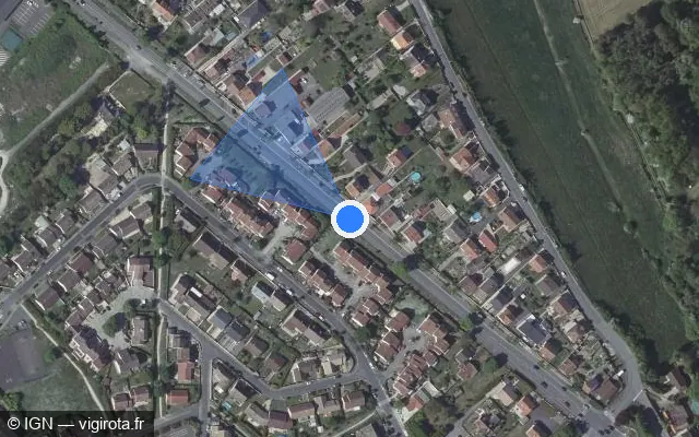 Vue satellite de l'emplacement du radar tourelle à Fagnières sur Route d'Epernay / D 3