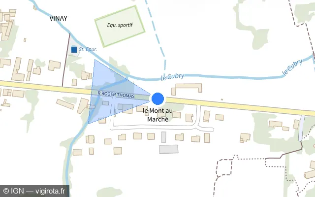 Vue plan de l'emplacement du radar tourelle à Vinay sur Rue Roger Thomas / D 11