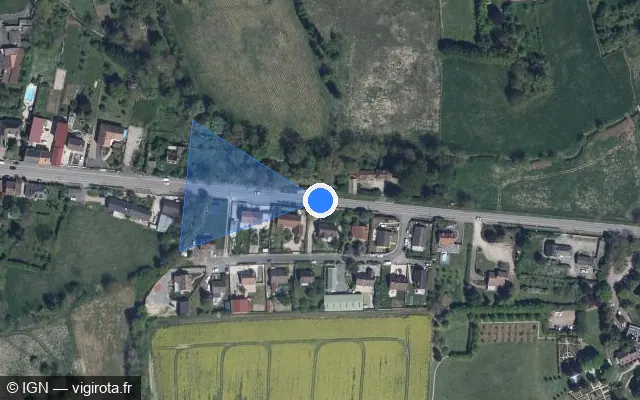 Vue satellite de l'emplacement du radar tourelle à Vinay sur Rue Roger Thomas / D 11