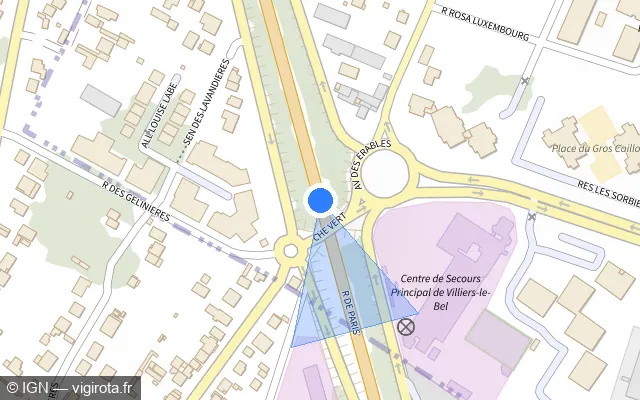 Vue plan de l'emplacement du radar tourelle à Sarcelles sur D 316