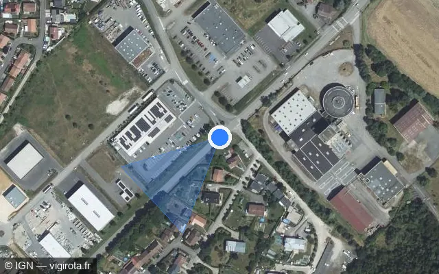 Vue satellite de l'emplacement du radar tourelle à Dieulouard sur D 611