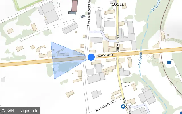 Vue plan de l'emplacement du radar tourelle à Coole sur Route Nationale / N 4