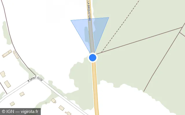Vue plan de l'emplacement du radar tourelle à Doudeville sur Rue de la Briqueterie / D 20