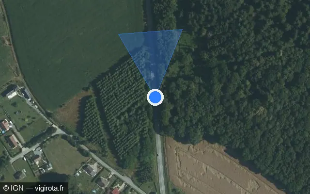 Vue satellite de l'emplacement du radar tourelle à Doudeville sur Rue de la Briqueterie / D 20