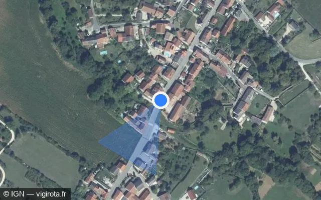 Vue satellite de l'emplacement du radar tourelle à Orville sur Route Nationale 74 / D 974