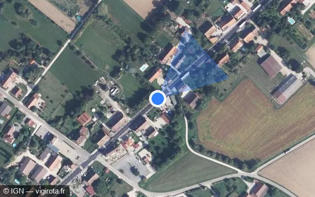 Vue satellite de l'emplacement du radar tourelle à Chemin sur Route Nationale / D 673