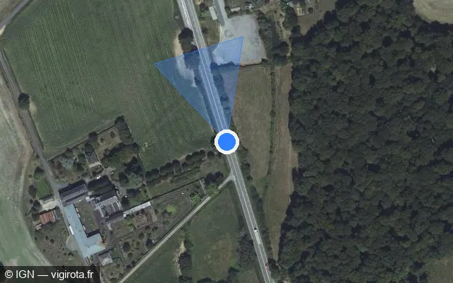 Vue satellite de l'emplacement du radar tourelle à Forcé sur D 962