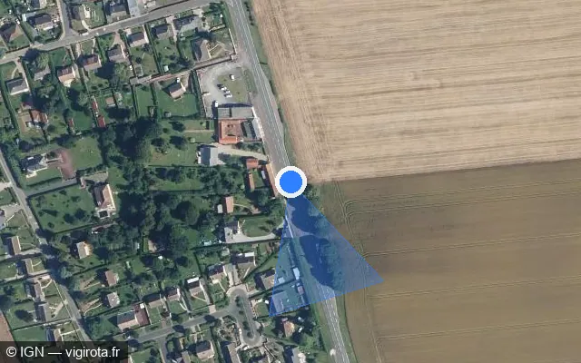 Vue satellite de l'emplacement du radar tourelle à Buigny-Saint-Maclou sur D 1001