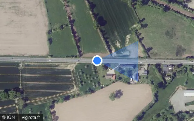 Vue satellite de l'emplacement du radar tourelle à Saint-Planchers sur Route de l'Archipel / D 924