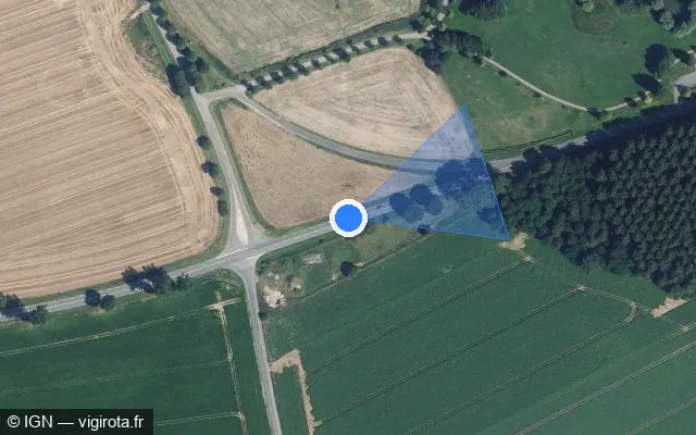 Vue satellite de l'emplacement du radar tourelle à Aubigny sur D 1