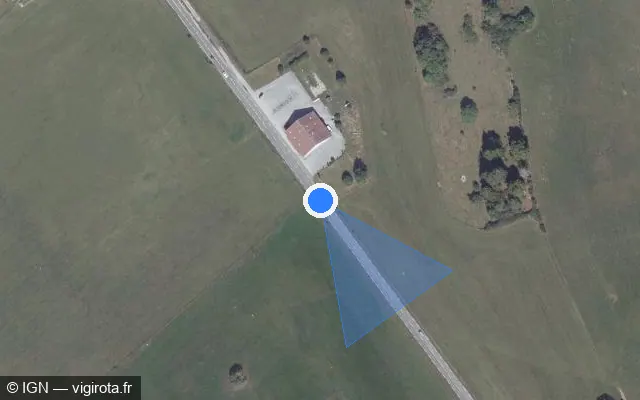 Vue satellite de l'emplacement du radar tourelle à Vuillecin sur N 57 / E 23