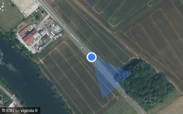 Vue satellite de l'emplacement du radar tourelle à Pont-sur-Yonne sur D 606