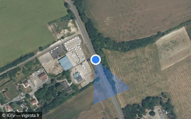 Vue satellite de l'emplacement du radar tourelle à Maillot sur Route Nationale 6 / D 606