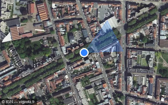 Vue satellite de l'emplacement du radar tourelle à Lille sur Boulevard Victor Hugo
