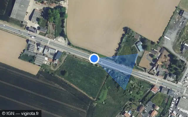 Vue satellite de l'emplacement du radar tourelle à Beauvois-en-Cambrésis sur Rue Victor Watremez / D 643