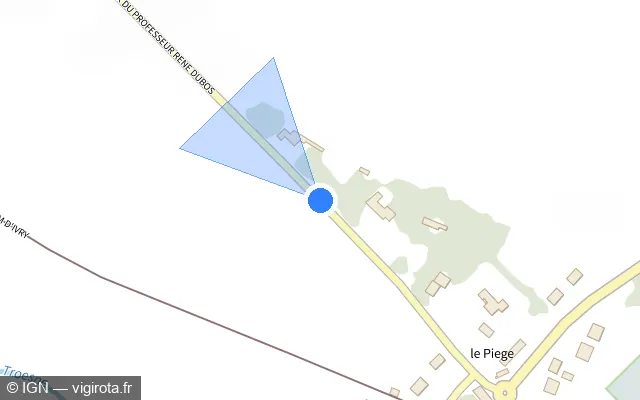 Vue plan de l'emplacement du radar tourelle à Hénonville sur Rue du Professeur René Dubos / D 105