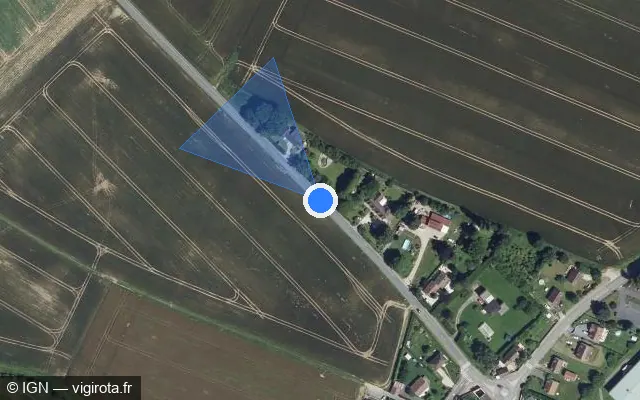 Vue satellite de l'emplacement du radar tourelle à Hénonville sur Rue du Professeur René Dubos / D 105