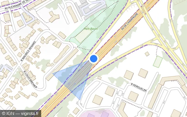 Vue plan de l'emplacement du radar tourelle à Cormontreuil sur Avenue de Champagne / D 951