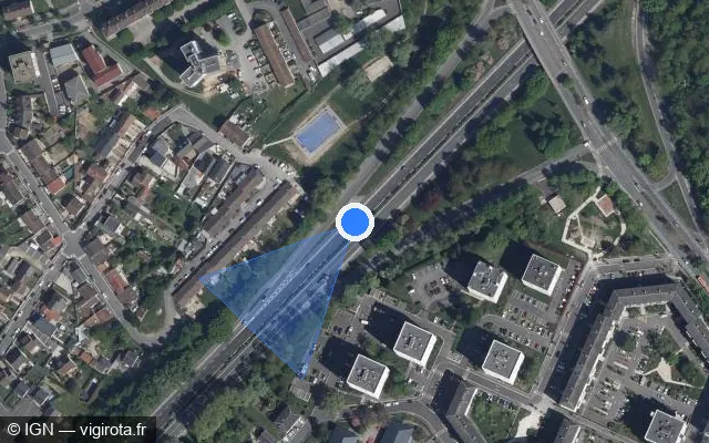 Vue satellite de l'emplacement du radar tourelle à Cormontreuil sur Avenue de Champagne / D 951