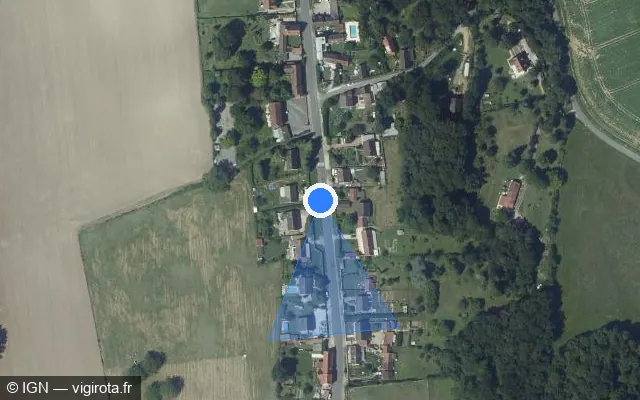 Vue satellite de l'emplacement du radar tourelle à Marolles sur Rue de Meaux / D 936