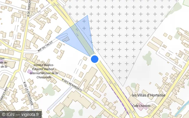 Vue plan de l'emplacement du radar tourelle à Nevers sur Boulevard Maréchal Leclerc / D 907